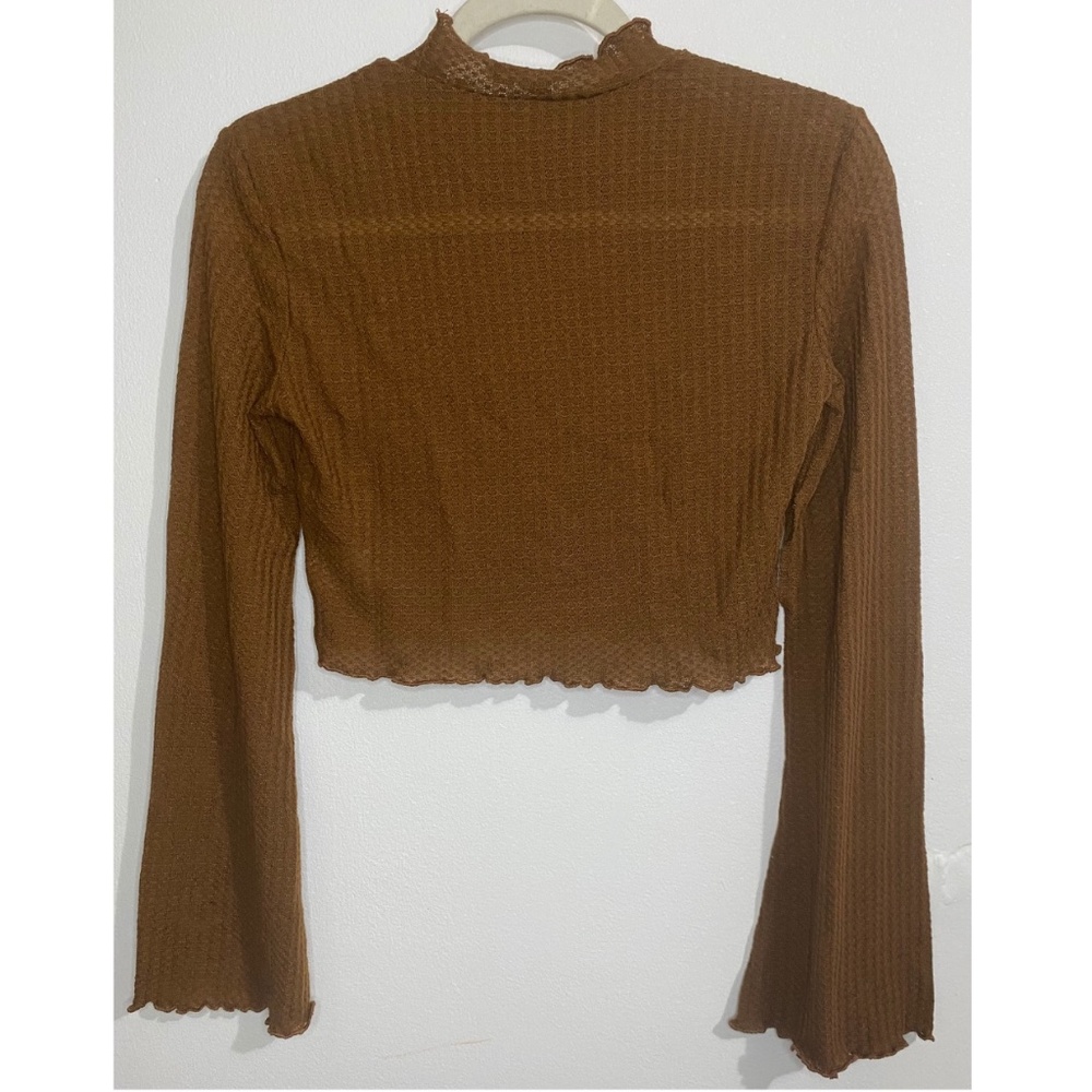 Cropped Waffle Knit Top